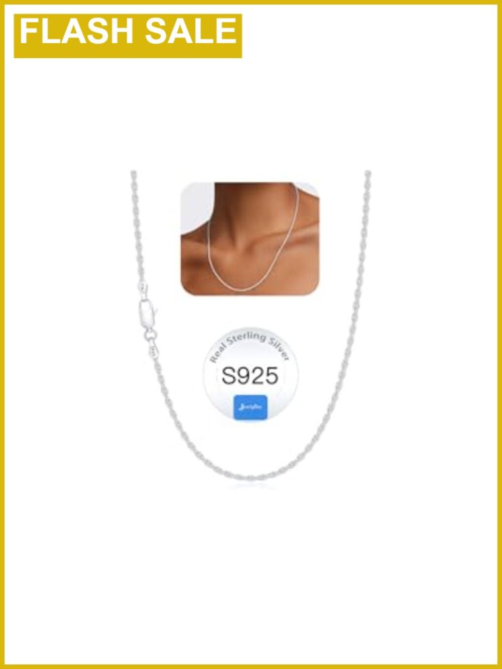 925 Sterling Silver Rope Chain Necklace for Women
